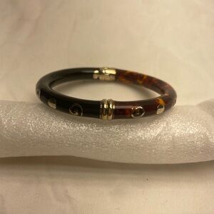 Vintage Flli Menegatti enamel tortoiseshell bangle gold vermeil sterling